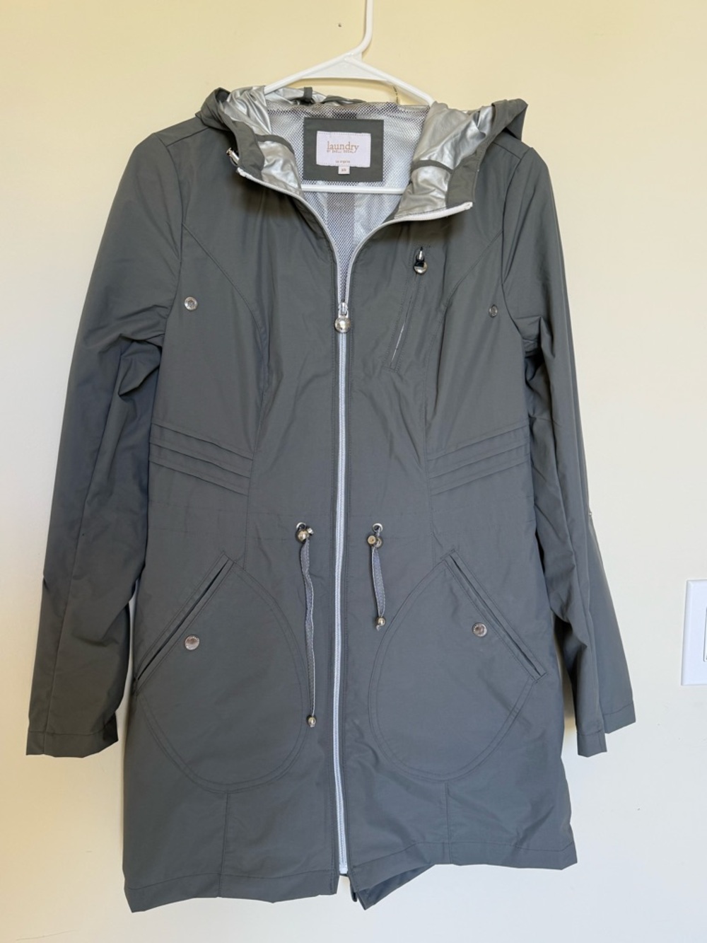 Laundry By Shelli Segal Gray Hooded Utility Jacket